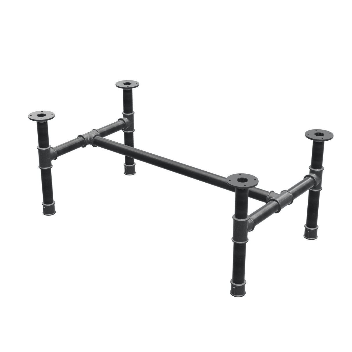 Couchtisch-Gestell, H-Form, Gusseisen und Stahl Ø 42 mm, 106 × 61 cm, Höhe 44 cm