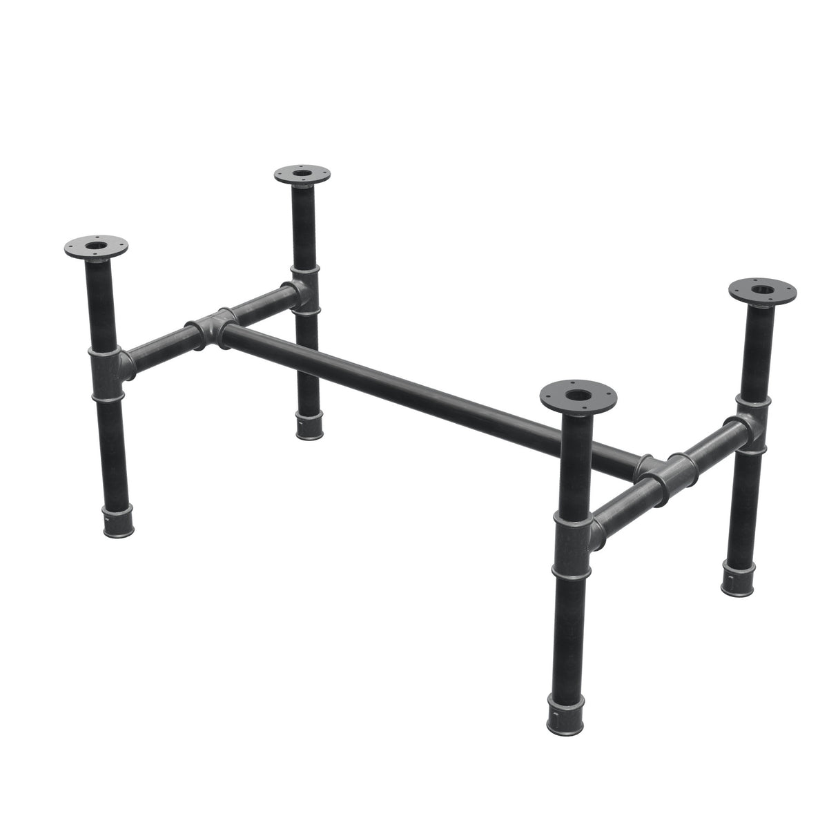 Couchtisch-Gestell, H-Form, Gusseisen und Stahl Ø 42 mm, 106 × 61 cm, Höhe 54 cm