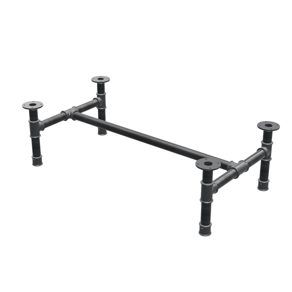 Couchtisch-Gestell, H-Form, Gusseisen und Stahl Ø 42 mm, 116 × 61 cm, Höhe 34 cm