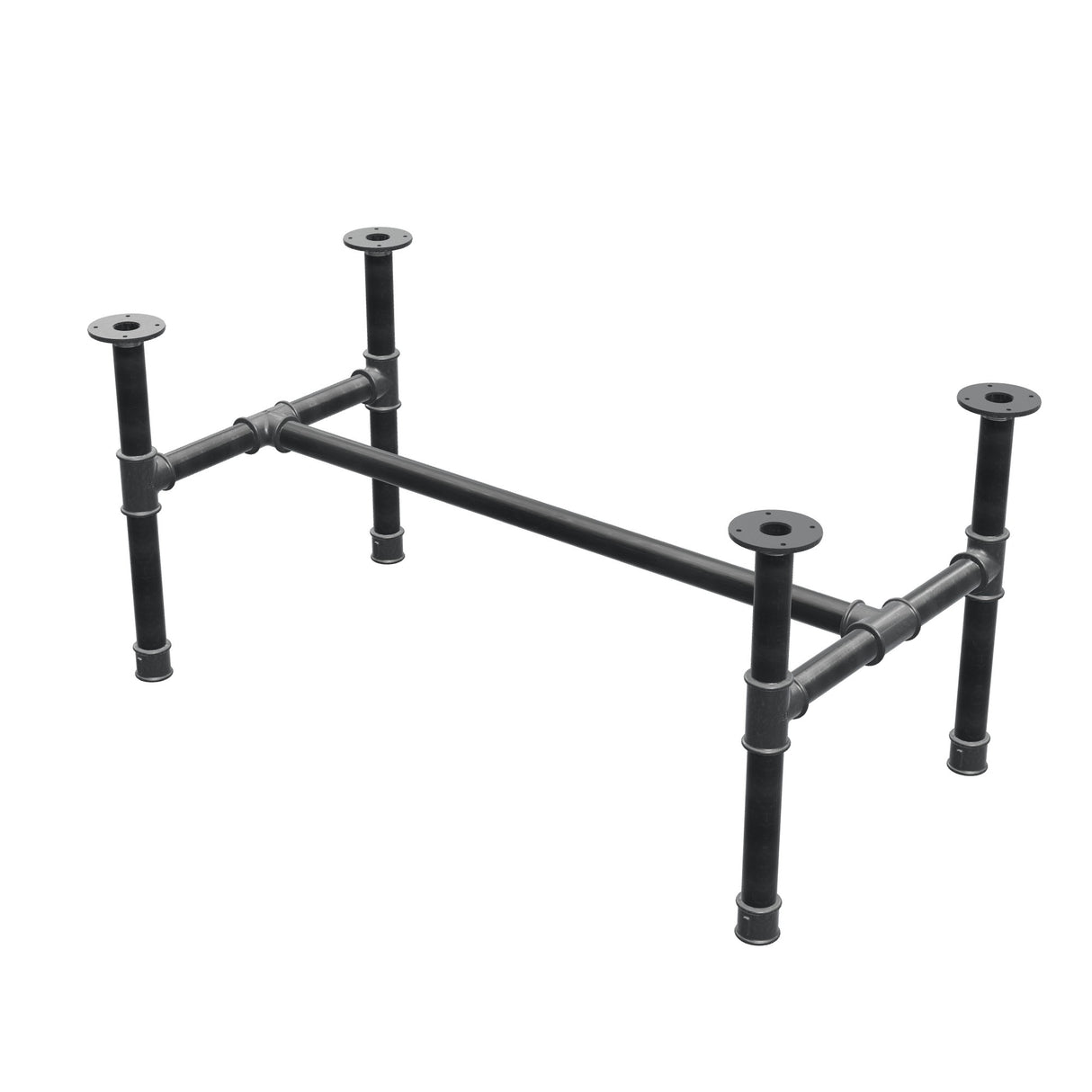 Couchtisch-Gestell, H-Form, Gusseisen und Stahl Ø 42 mm, 116 × 61 cm, Höhe 54 cm