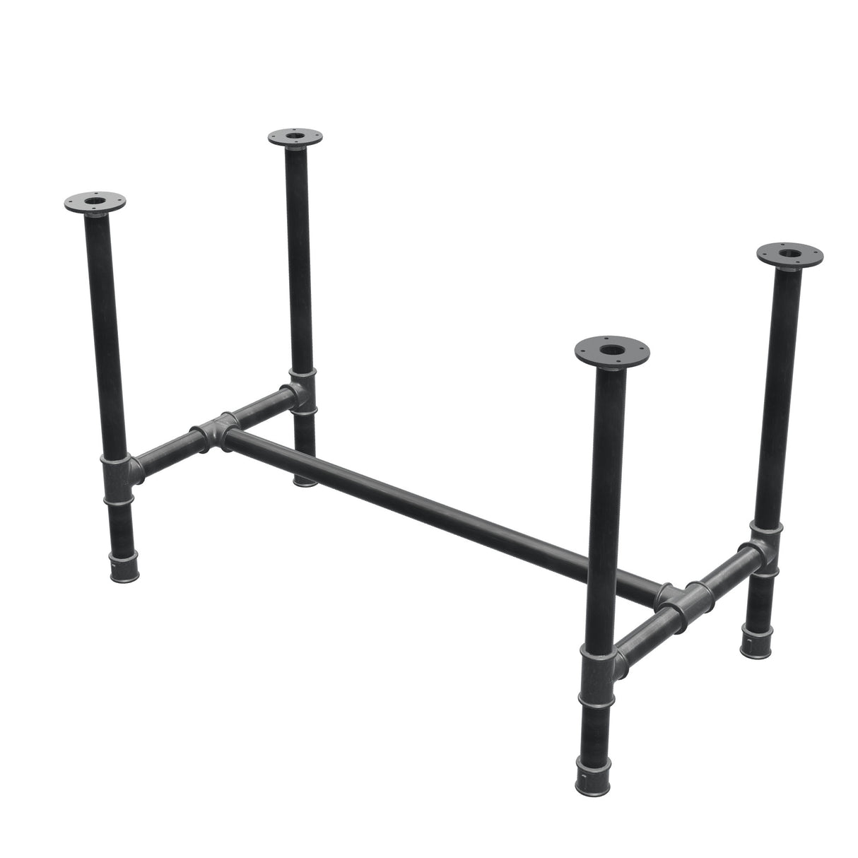 Esstisch-Gestell, H-Form, Gusseisen und Stahl Ø 42 mm, 116 × 61 cm, Höhe 74 cm