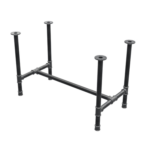 Esstisch-Gestell, H-Form, Gusseisen und Stahl Ø 42 mm, 116 × 61 cm, Höhe 74 cm