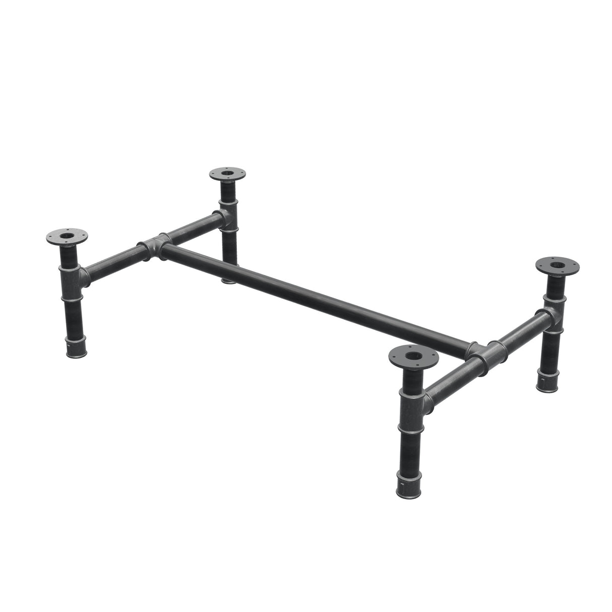 Couchtisch-Gestell, H-Form, Gusseisen und Stahl Ø 42 mm, 116 × 71 cm, Höhe 34 cm