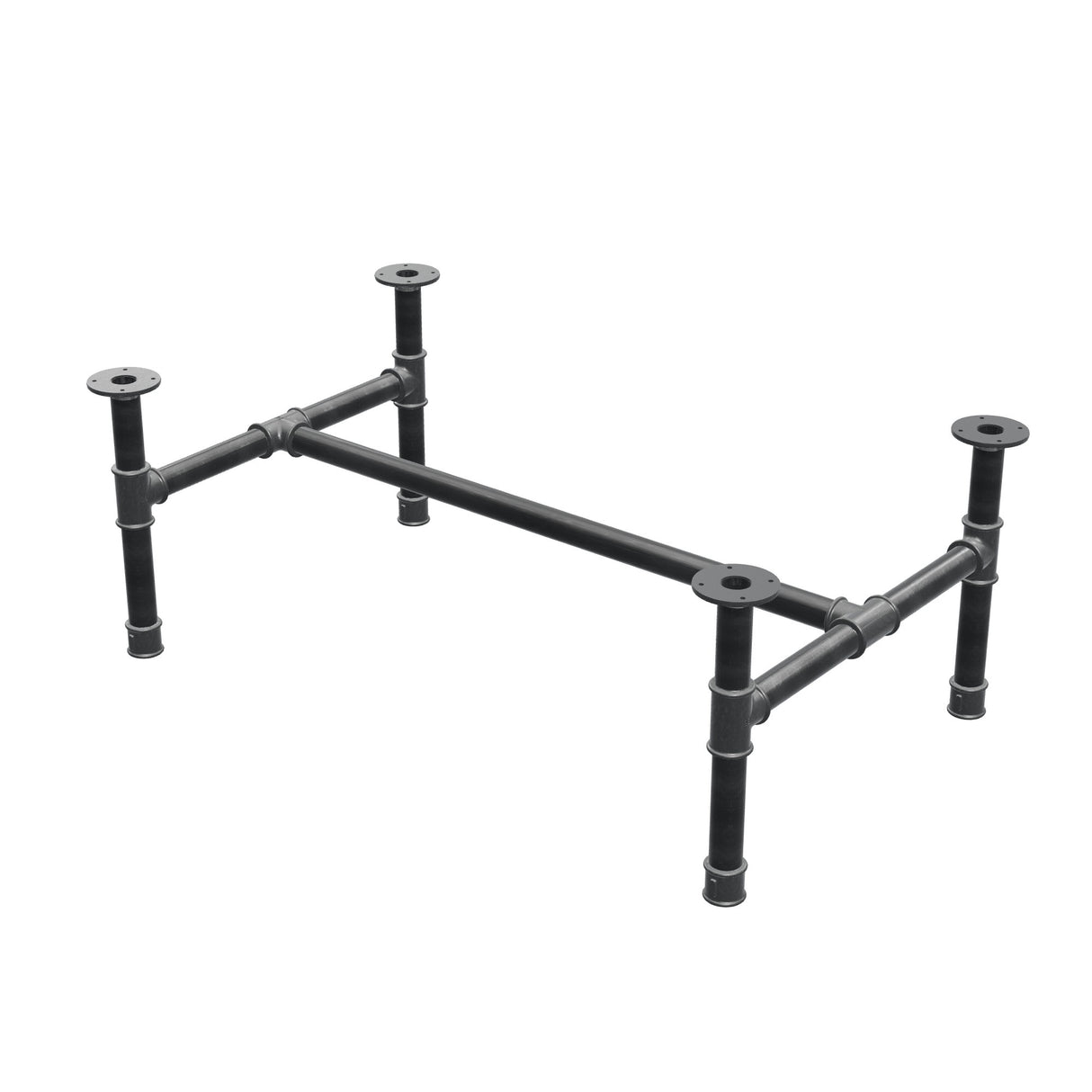 Couchtisch-Gestell, H-Form, Gusseisen und Stahl Ø 42 mm, 116 × 71 cm, Höhe 44 cm