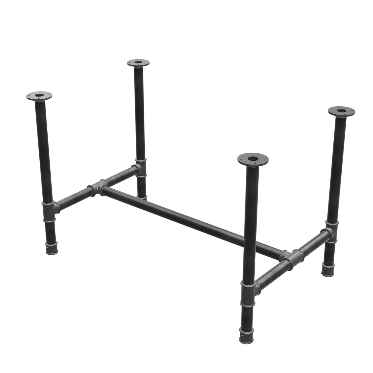 Esstisch-Gestell, H-Form, Gusseisen und Stahl Ø 42 mm, 116 × 71 cm, Höhe 74 cm