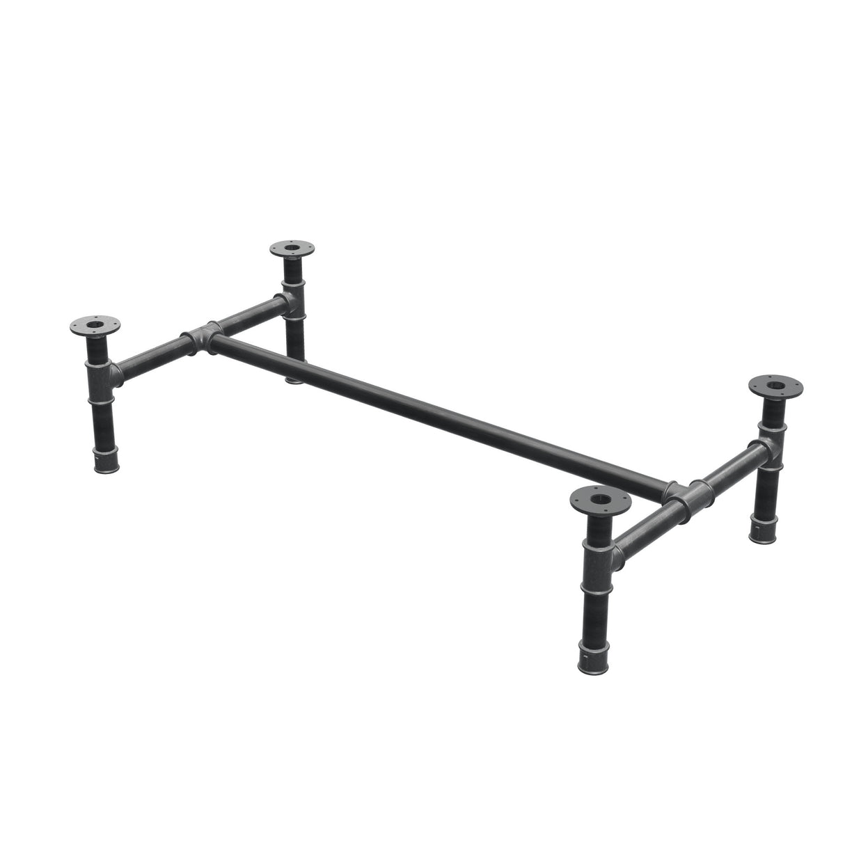 Couchtisch-Gestell, H-Form, Gusseisen und Stahl Ø 42 mm, 136 × 71 cm, Höhe 34 cm