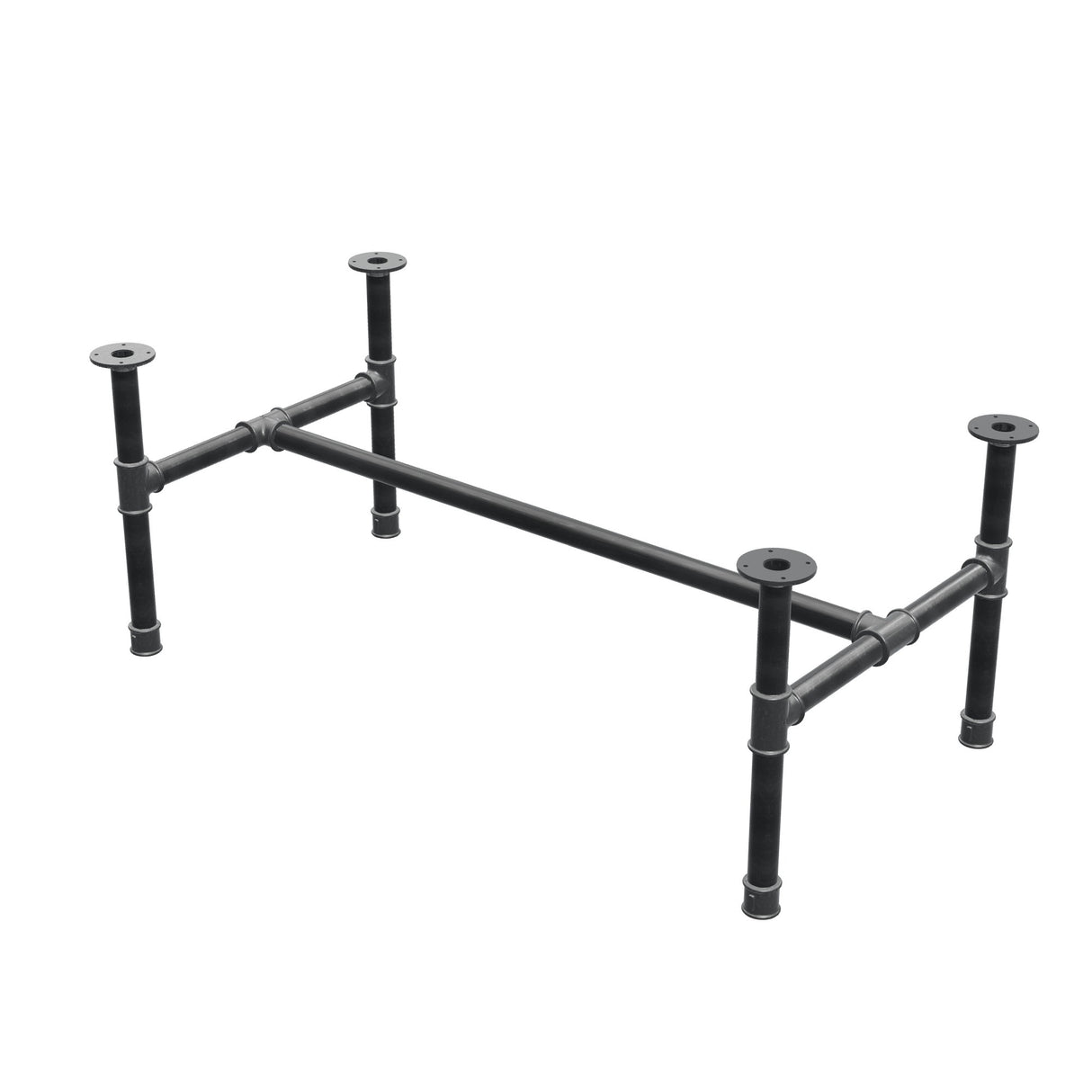 Couchtisch-Gestell, H-Form, Gusseisen und Stahl Ø 42 mm, 136 × 71 cm, Höhe 54 cm