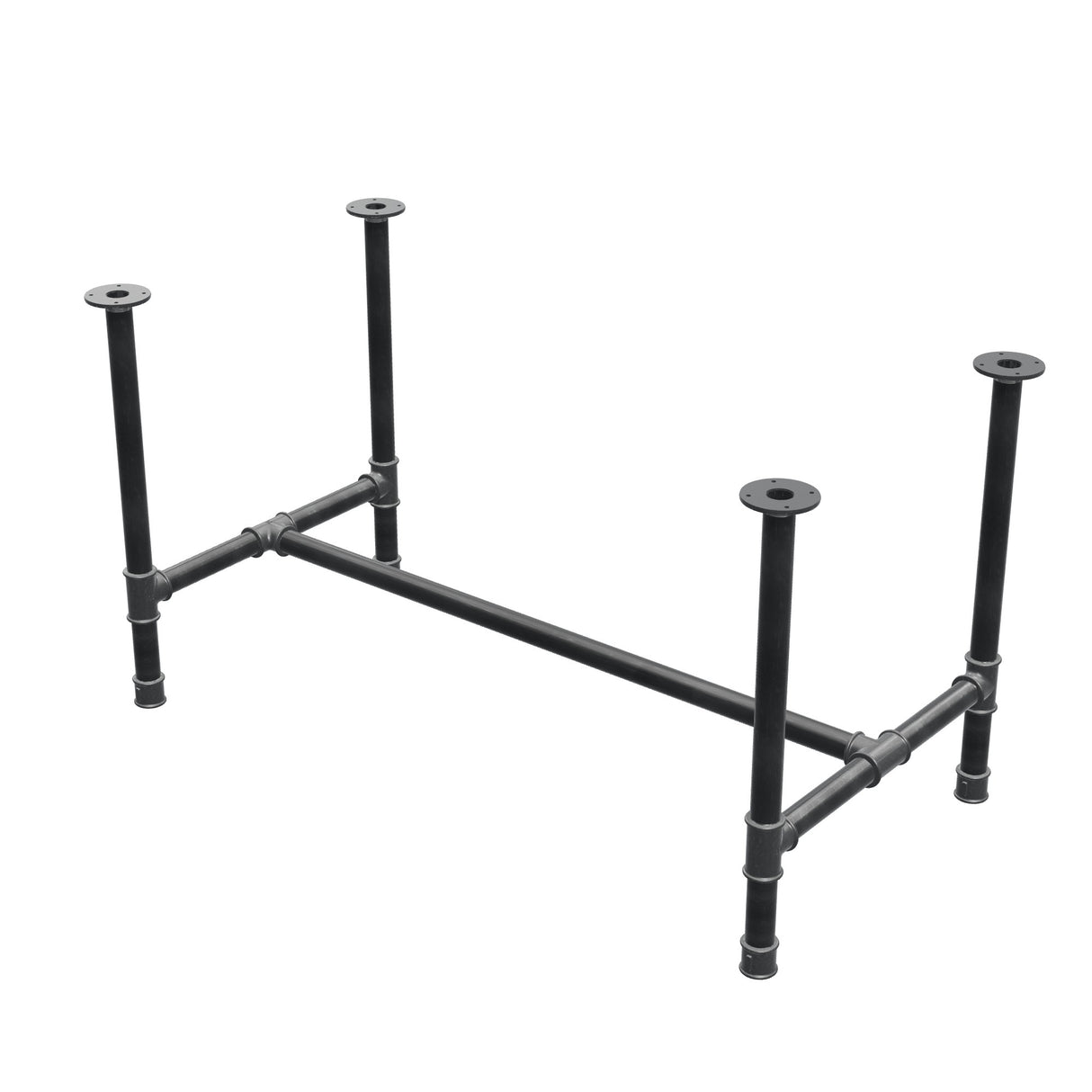 Esstisch-Gestell, H-Form, Gusseisen und Stahl Ø 42 mm, 136 × 71 cm, Höhe 74 cm