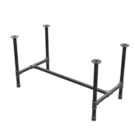 Esstisch-Gestell, H-Form, Gusseisen und Stahl Ø 42 mm, 136 × 71 cm, Höhe 74 cm