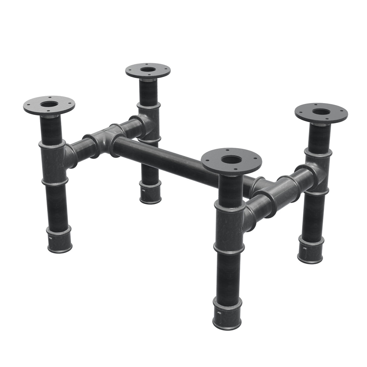 Couchtisch-Gestell, H-Form, Gusseisen und Stahl Ø 42 mm, 56 × 41 cm, Höhe 34 cm