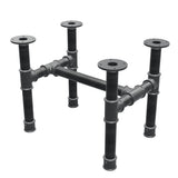 Couchtisch-Gestell, H-Form, Gusseisen und Stahl Ø 42 mm, 56 × 41 cm, Höhe 44 cm