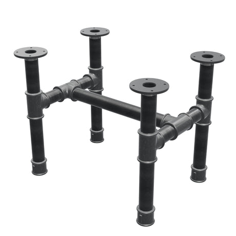 Couchtisch-Gestell, H-Form, Gusseisen und Stahl Ø 42 mm, 56 × 41 cm, Höhe 44 cm