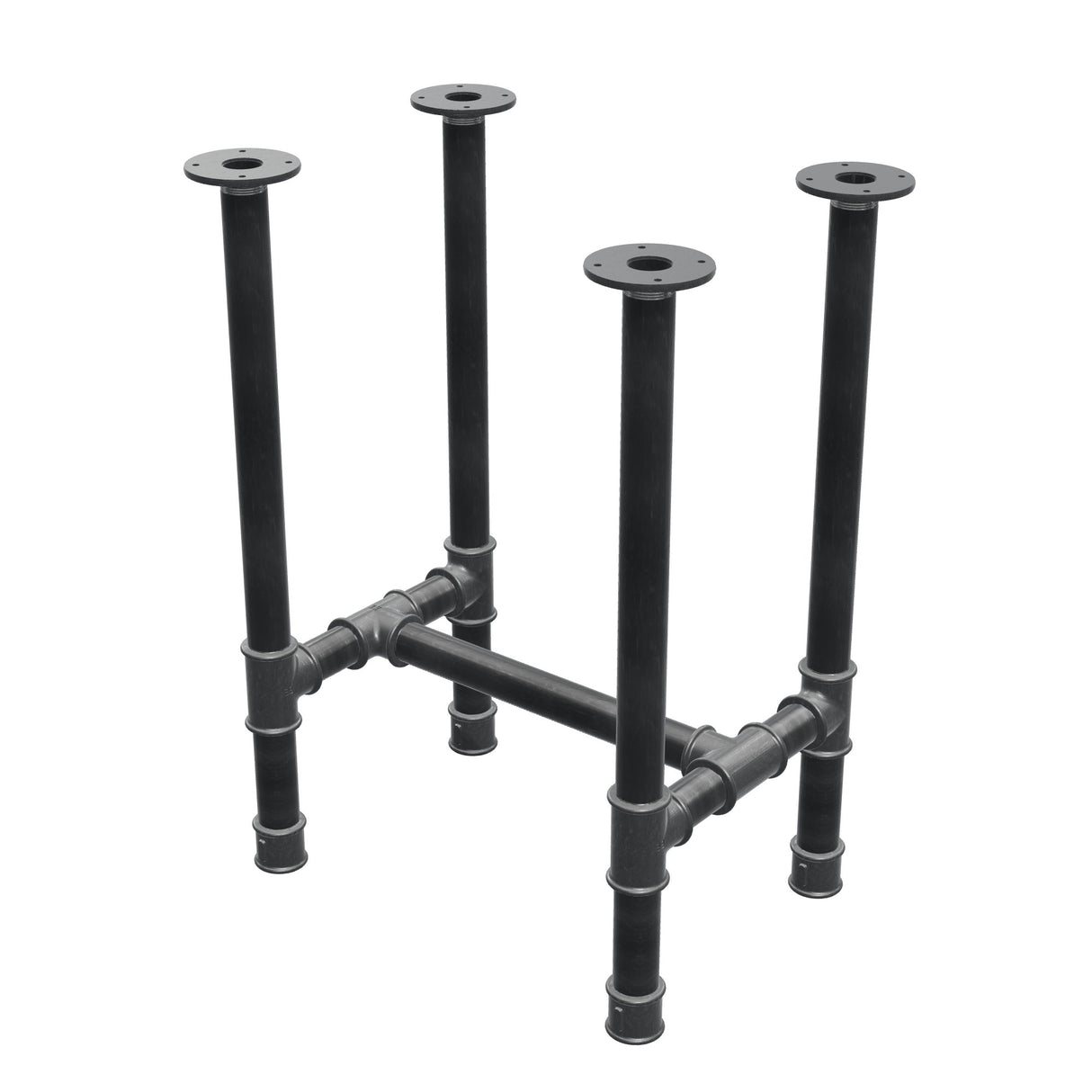 Esstisch-Gestell, H-Form, Gusseisen und Stahl Ø 42 mm, 56 × 41 cm, Höhe 74 cm