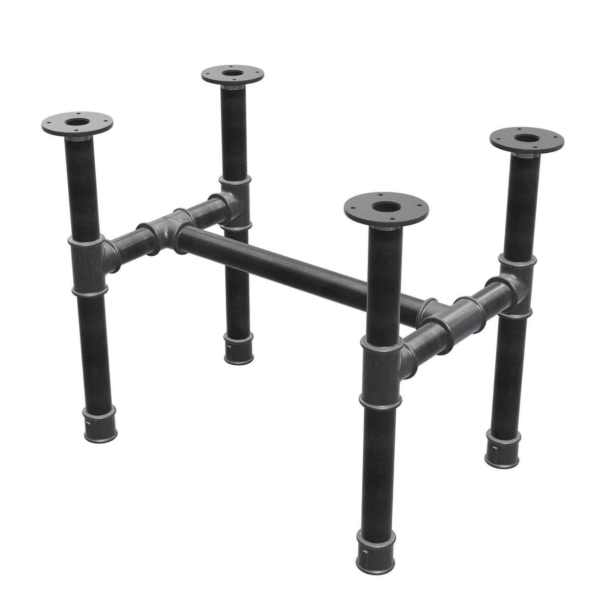 Couchtisch-Gestell, H-Form, Gusseisen und Stahl Ø 42 mm, 66 × 45 cm, Höhe 54 cm