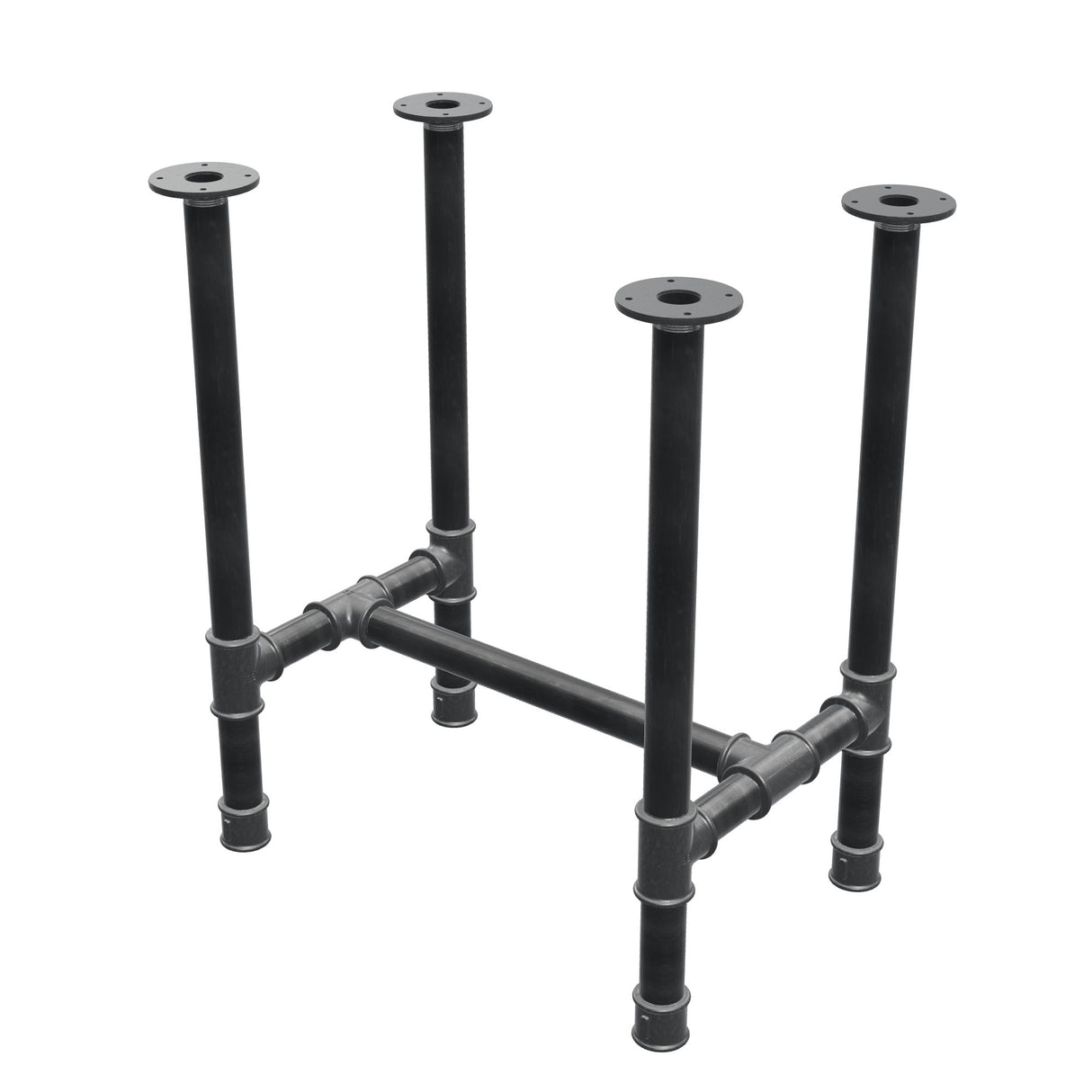 Esstisch-Gestell, H-Form, Gusseisen und Stahl Ø 42 mm, 66 × 45 cm, Höhe 74 cm