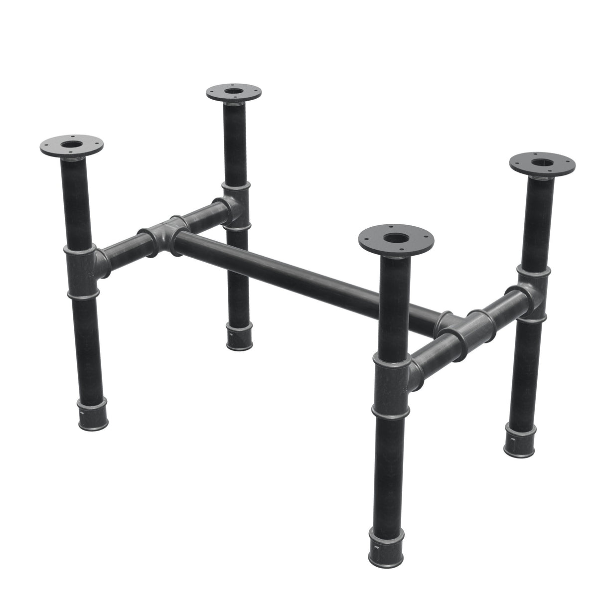 Couchtisch-Gestell, H-Form, Gusseisen und Stahl Ø 42 mm, 76 × 51 cm, Höhe 54 cm