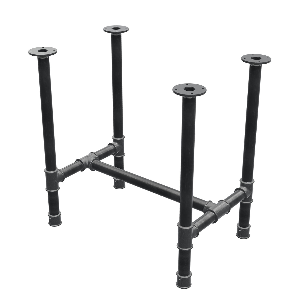 Esstisch-Gestell, H-Form, Gusseisen und Stahl Ø 42 mm, 76 × 51 cm, Höhe 74 cm