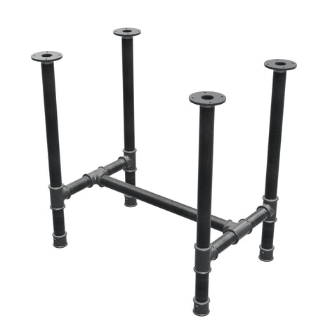 Esstisch-Gestell, H-Form, Gusseisen und Stahl Ø 42 mm, 76 × 51 cm, Höhe 74 cm