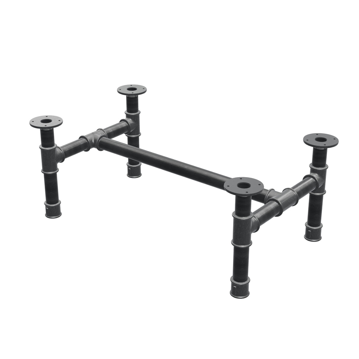 Couchtisch-Gestell, H-Form, Gusseisen und Stahl Ø 42 mm, 86 × 51 cm, Höhe 34 cm