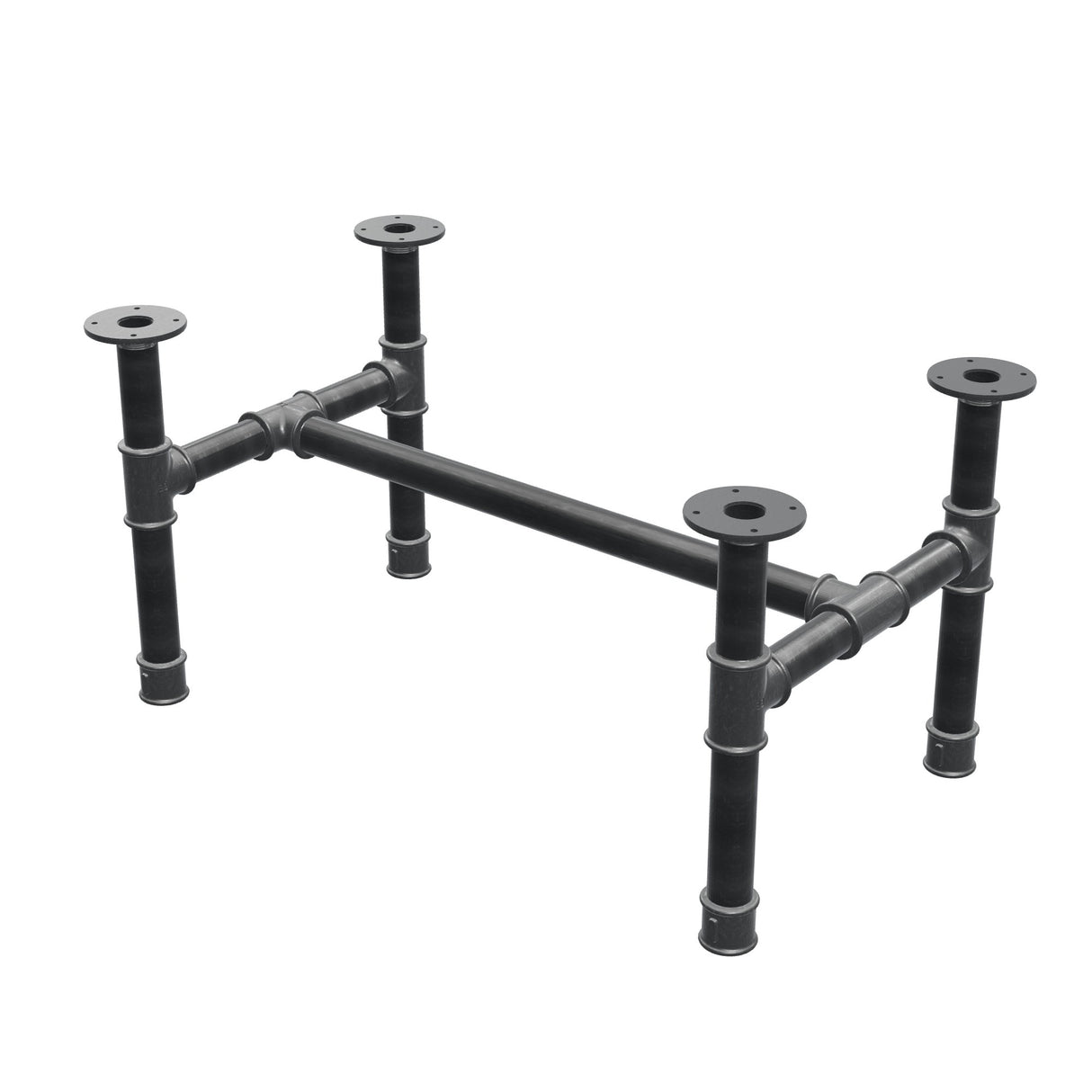 Couchtisch-Gestell, H-Form, Gusseisen und Stahl Ø 42 mm, 86 × 51 cm, Höhe 44 cm