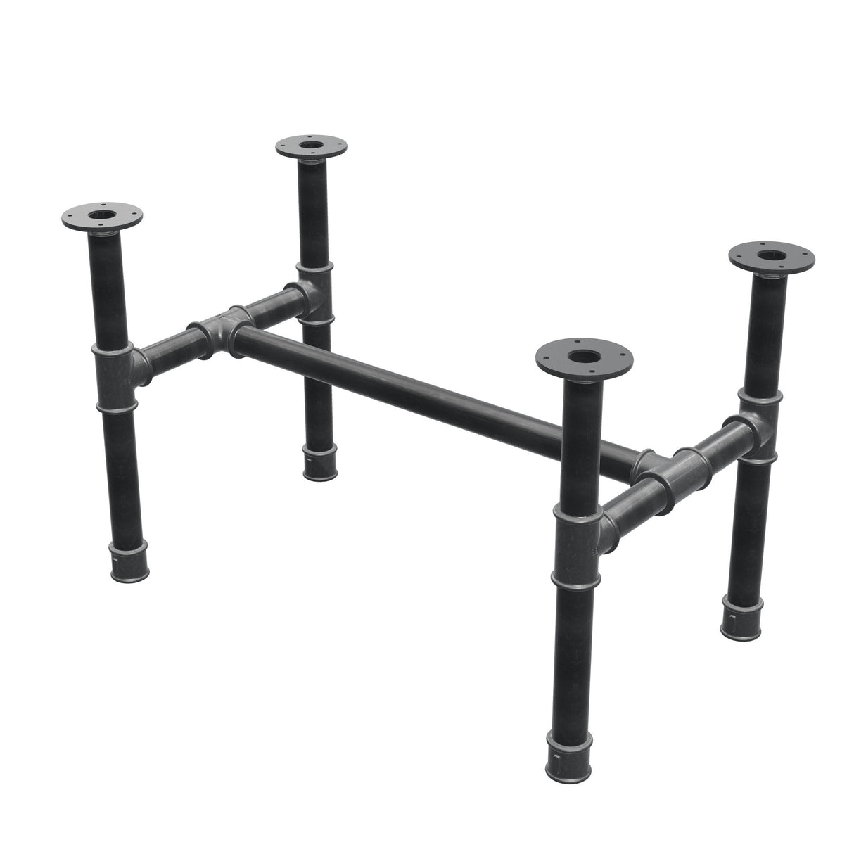 Couchtisch-Gestell, H-Form, Gusseisen und Stahl Ø 42 mm, 86 × 51 cm, Höhe 54 cm