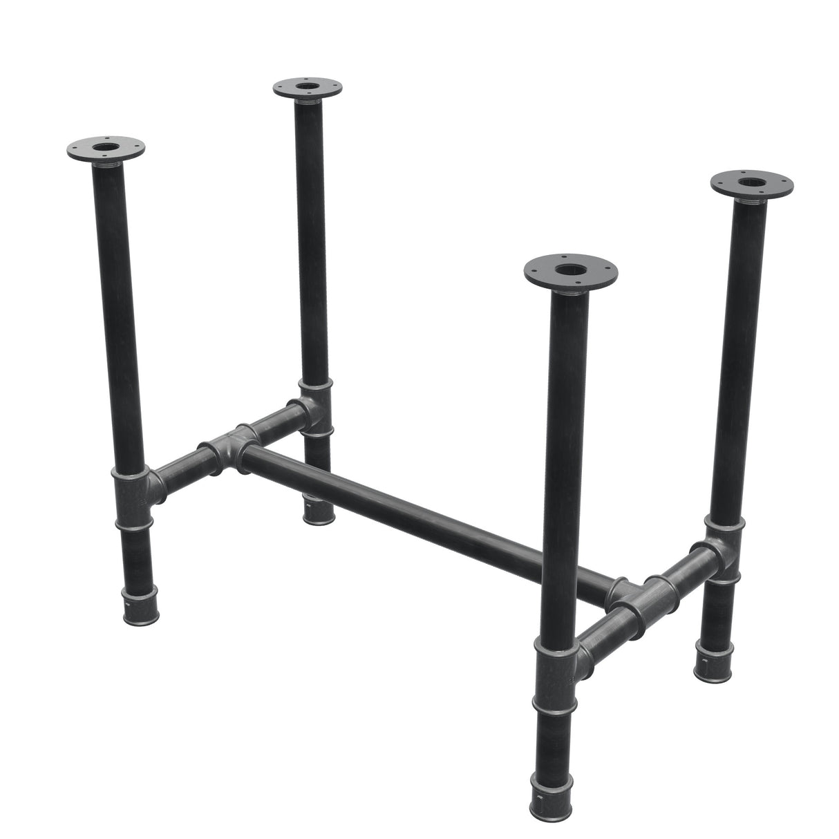 Esstisch-Gestell, H-Form, Gusseisen und Stahl Ø 42 mm, 86 × 51 cm, Höhe 74 cm