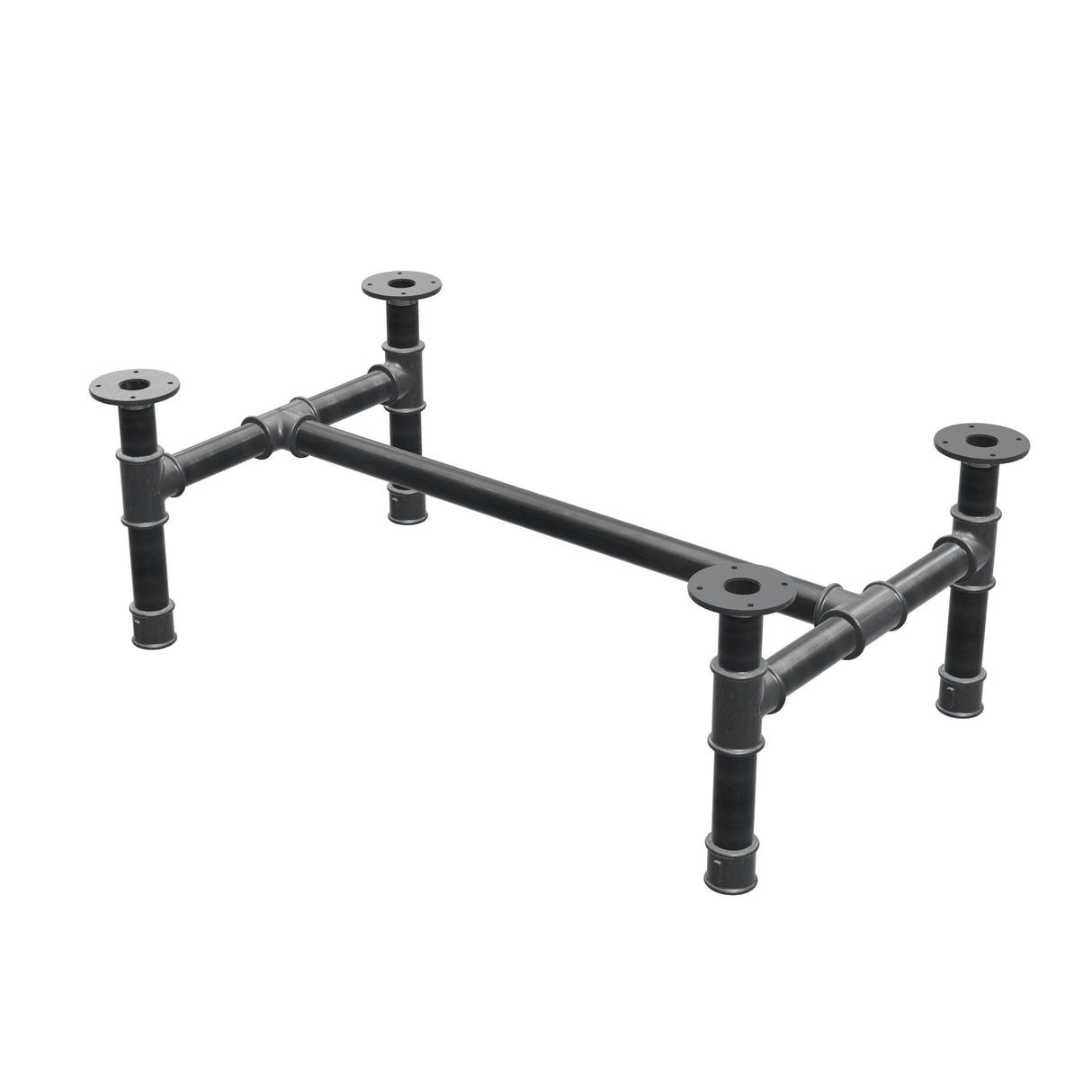 Couchtisch-Gestell, H-Form, Gusseisen und Stahl Ø 42 mm, 96 × 57 cm, Höhe 34 cm