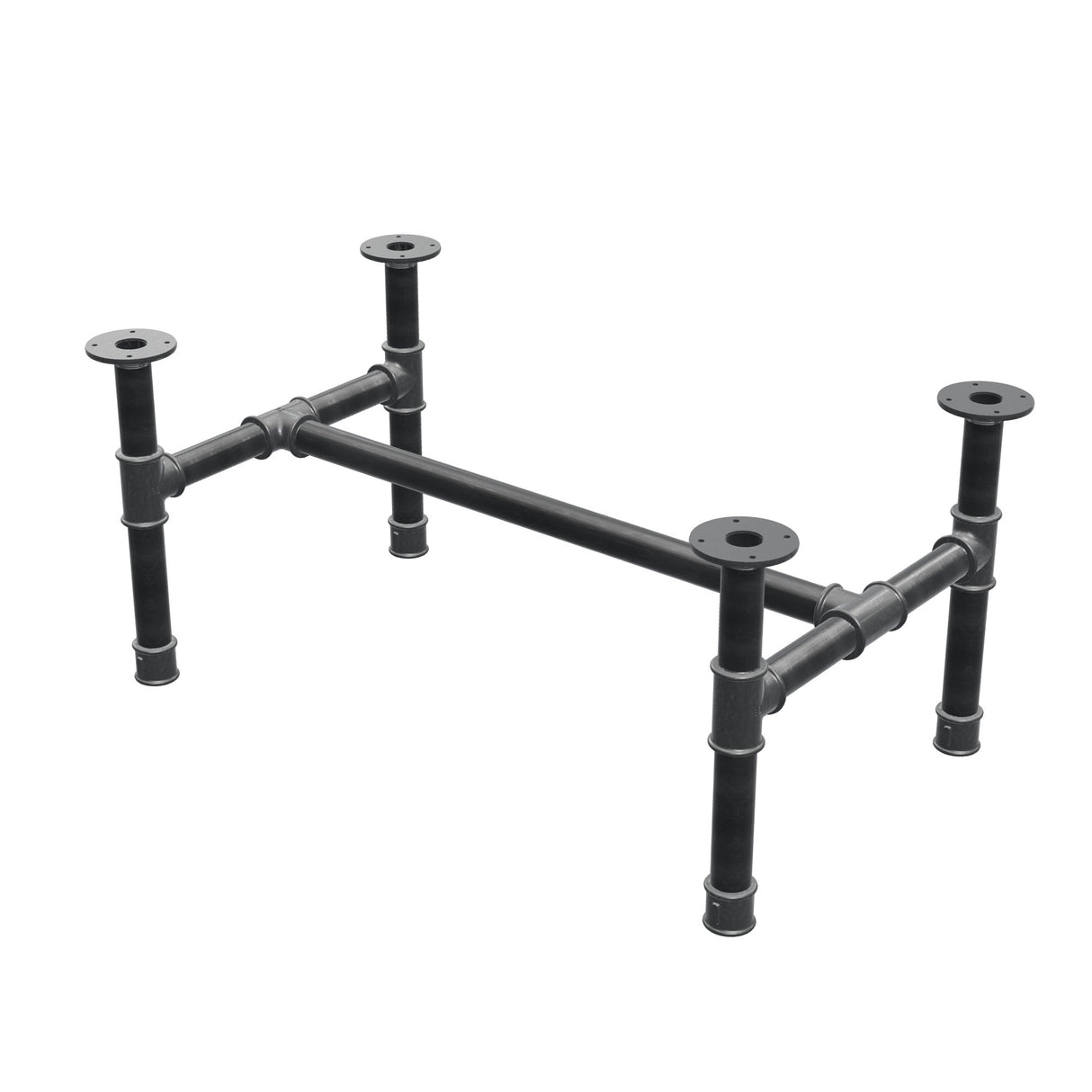 Couchtisch-Gestell, H-Form, Gusseisen und Stahl Ø 42 mm, 96 × 57 cm, Höhe 44 cm