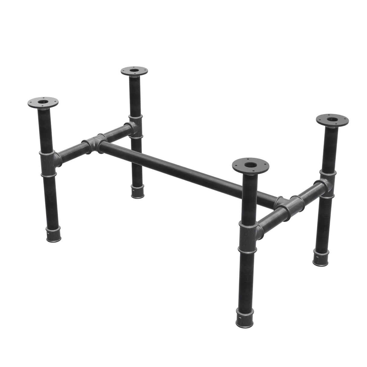 Couchtisch-Gestell, H-Form, Gusseisen und Stahl Ø 42 mm, 96 × 57 cm, Höhe 54 cm