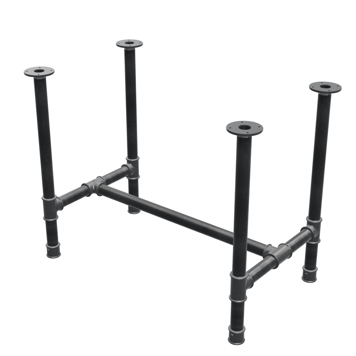 Esstisch-Gestell, H-Form, Gusseisen und Stahl Ø 42 mm, 96 × 57 cm, Höhe 74 cm