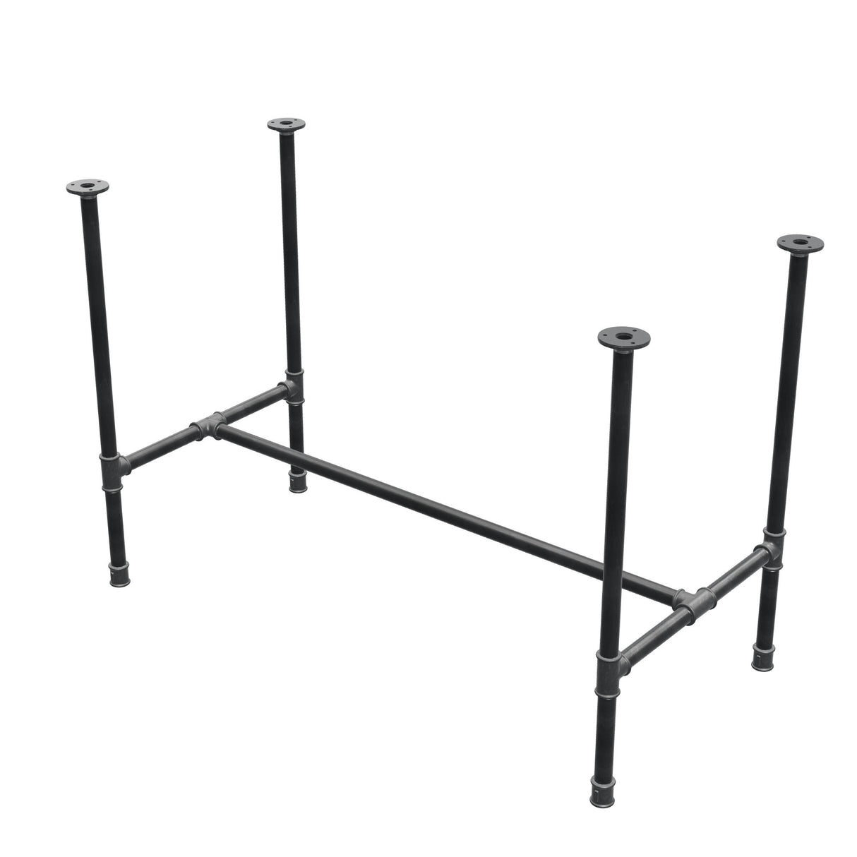 Esstisch-Gestell, H-Form, Gusseisen und Stahl Ø 27 mm, 111 × 55 cm, Höhe 74 cm