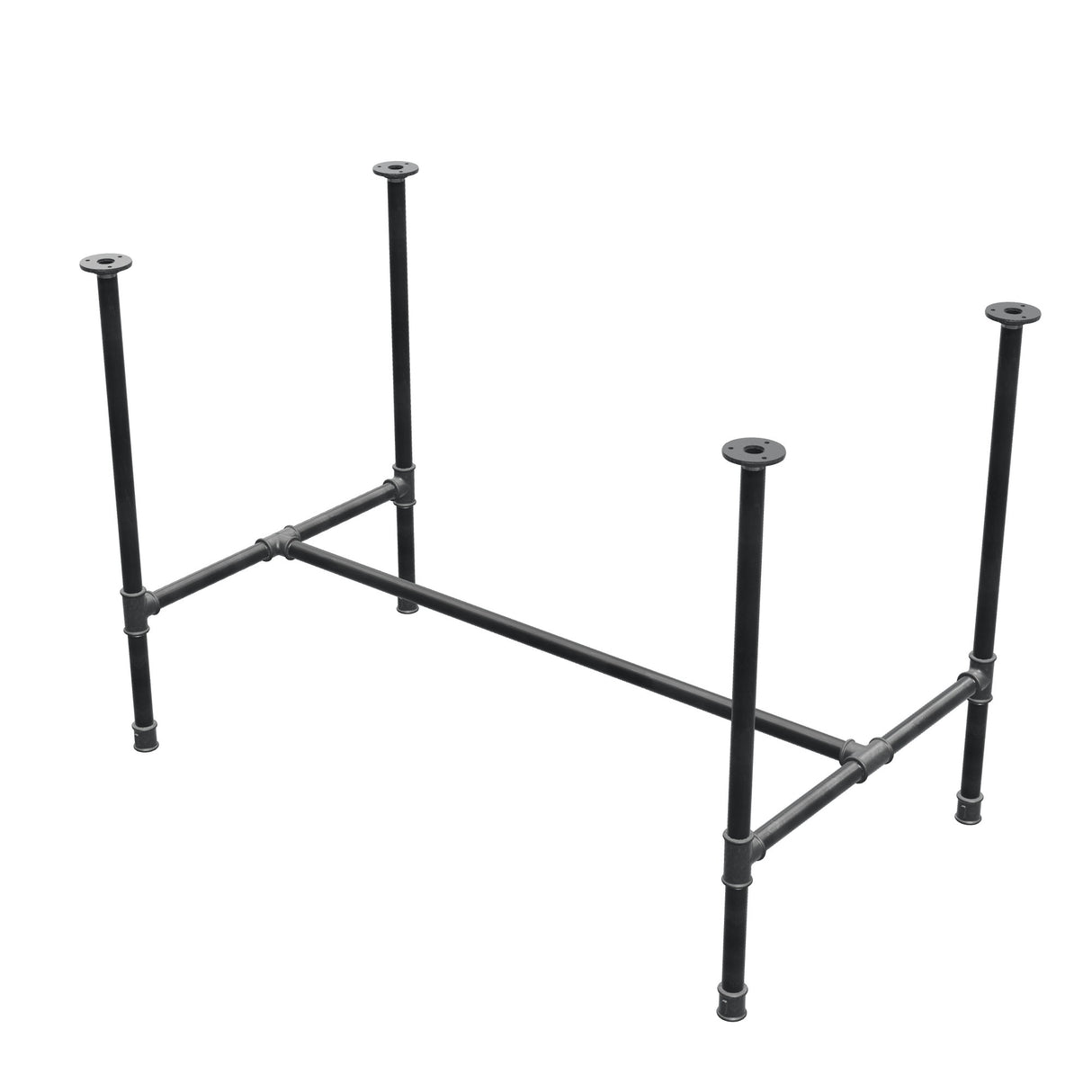 Esstisch-Gestell, H-Form, Gusseisen und Stahl Ø 27 mm, 111 × 65 cm, Höhe 74 cm