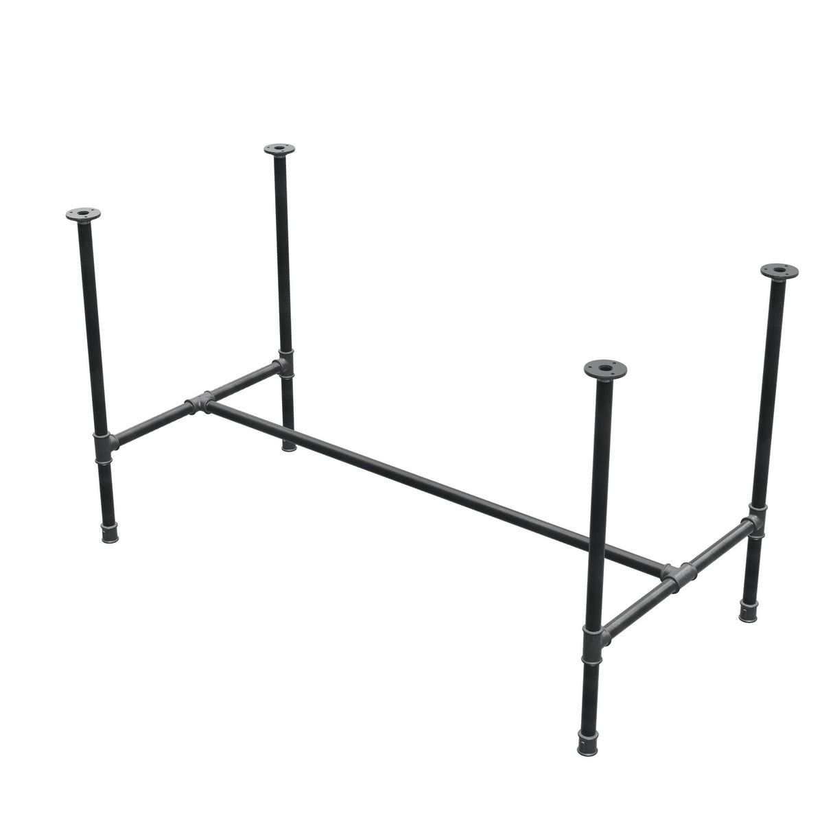 Esstisch-Gestell, H-Form, Gusseisen und Stahl Ø 27 mm, 131 × 65 cm, Höhe 74 cm
