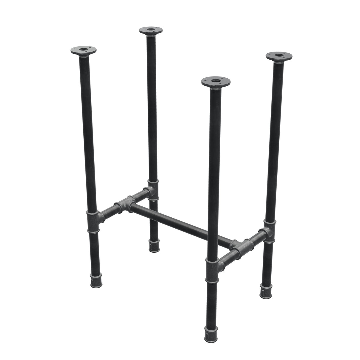 Esstisch-Gestell, H-Form, Gusseisen und Stahl Ø 27 mm, 51 × 35 cm, Höhe 74 cm