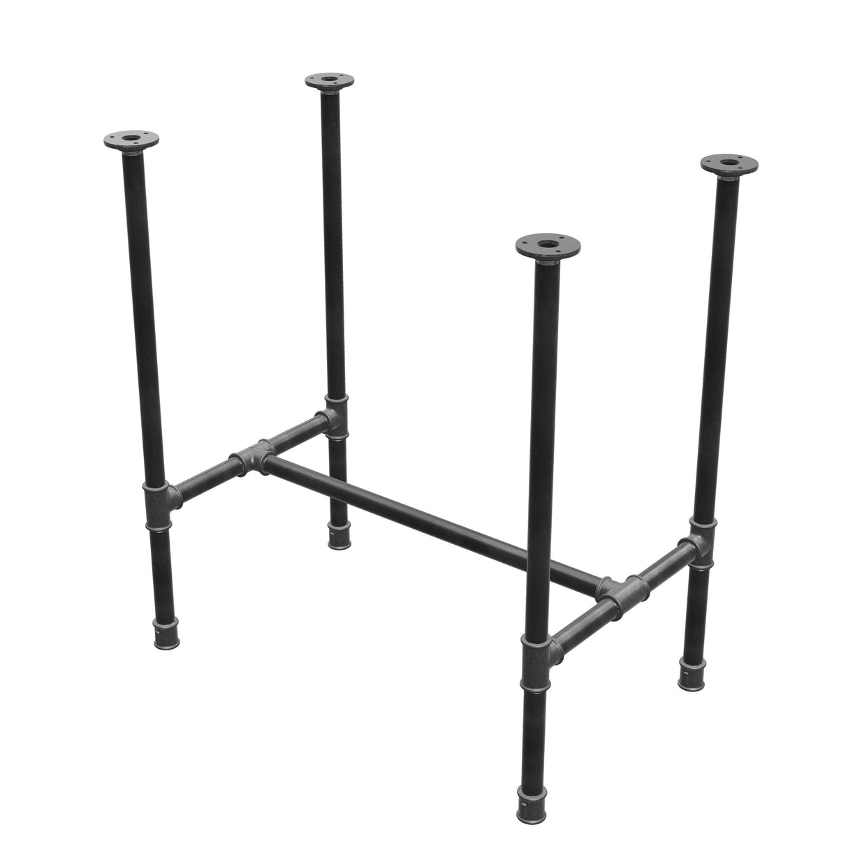 Esstisch-Gestell, H-Form, Gusseisen und Stahl Ø 27 mm, 71 × 45 cm, Höhe 74 cm