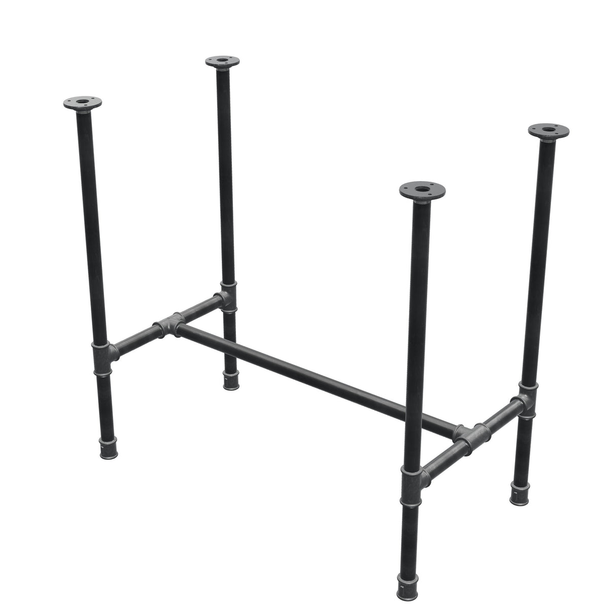 Esstisch-Gestell, H-Form, Gusseisen und Stahl Ø 27 mm, 81 × 45 cm, Höhe 74 cm