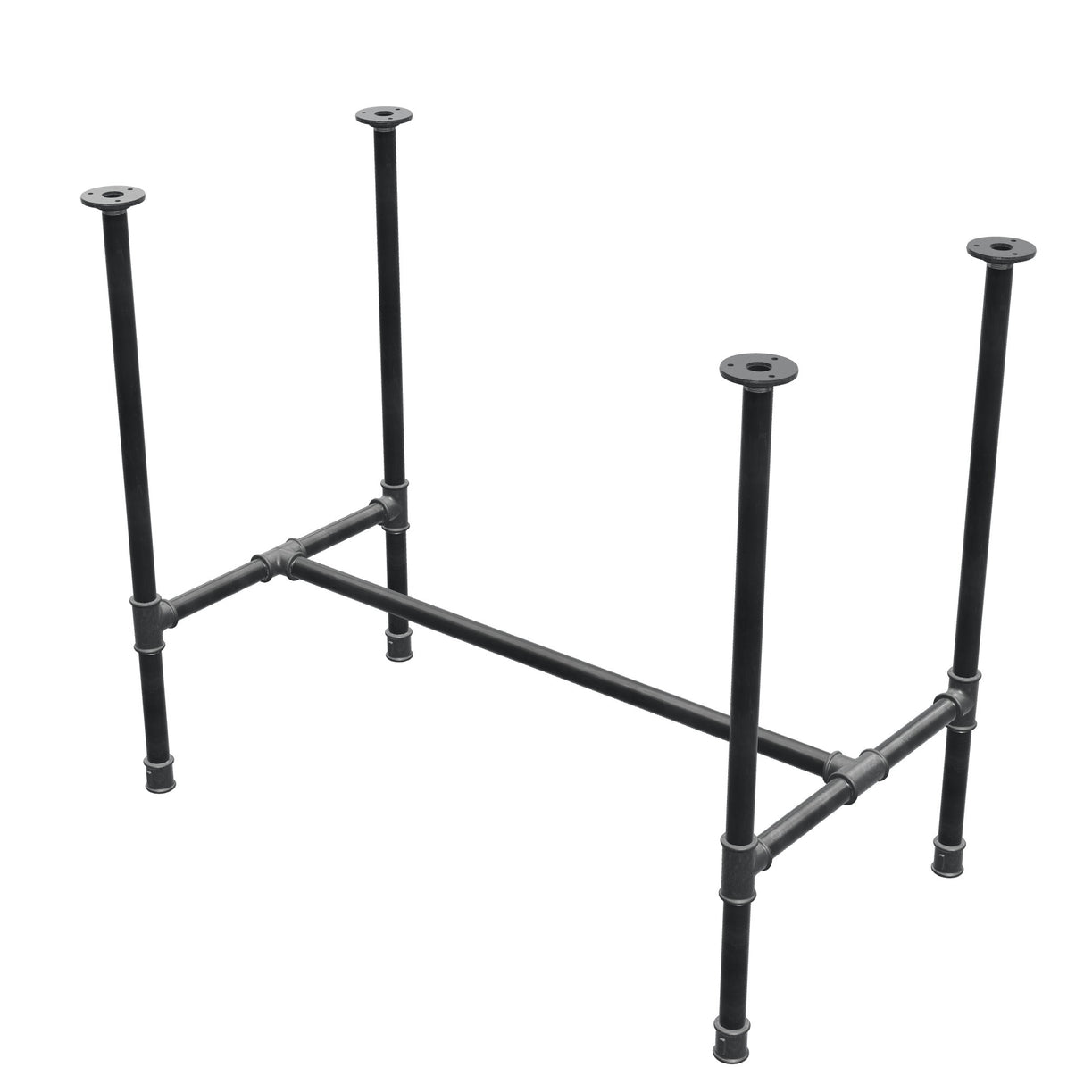 Esstisch-Gestell, H-Form, Gusseisen und Stahl Ø 27 mm, 91 × 51 cm, Höhe 74 cm