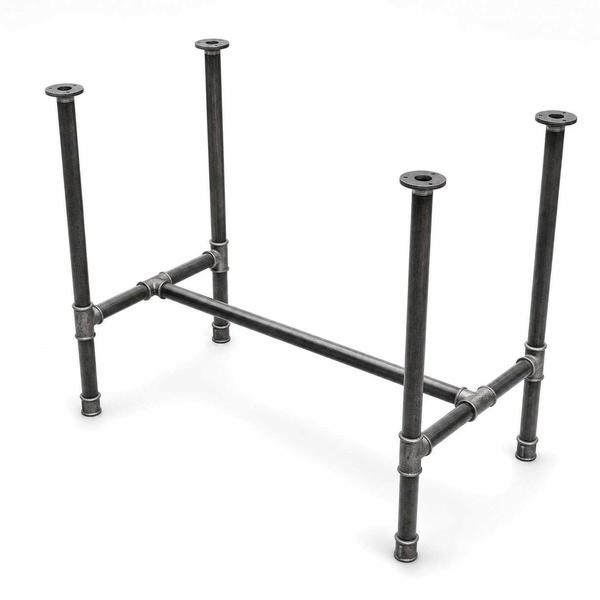 Esstisch-Gestell, Gusseisen und lackierter Stahl, H-Form Ø 34 mm, Dreiviertelansicht im Studio