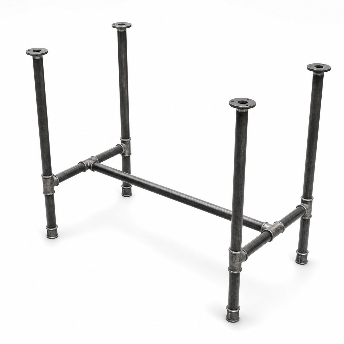 Esstisch-Gestell, Gusseisen und lackierter Stahl, H-Form Ø 34 mm, Dreiviertelansicht im Studio