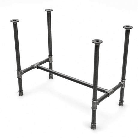 Esstisch-Gestell, Gusseisen und lackierter Stahl, H-Form Ø 34 mm, Dreiviertelansicht im Studio