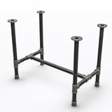 Esstisch-Gestell, Gusseisen und lackierter Stahl, H-Form Ø 42 mm, Dreiviertelansicht im Studio