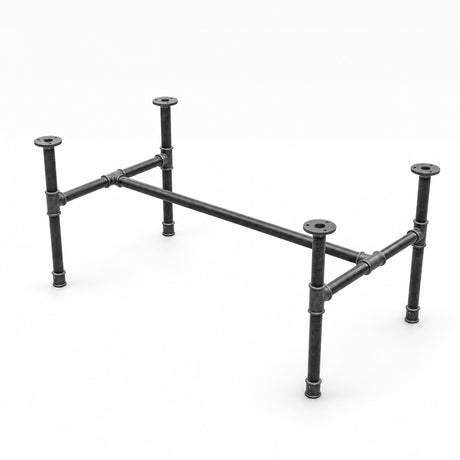 Couchtisch-Gestell, Gusseisen und lackierter Stahl, H-Form Ø 27 mm, Dreiviertelansicht im Studio