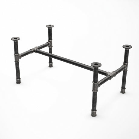 Couchtisch-Gestell, Gusseisen und lackierter Stahl, H-Form Ø 34 mm, Dreiviertelansicht im Studio