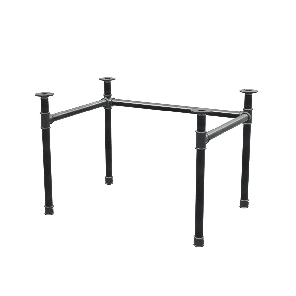 Schreibtisch-Gestell, U-Form, Gusseisen und Stahl Ø 42 mm, 106 × 76 cm, Höhe 70 cm