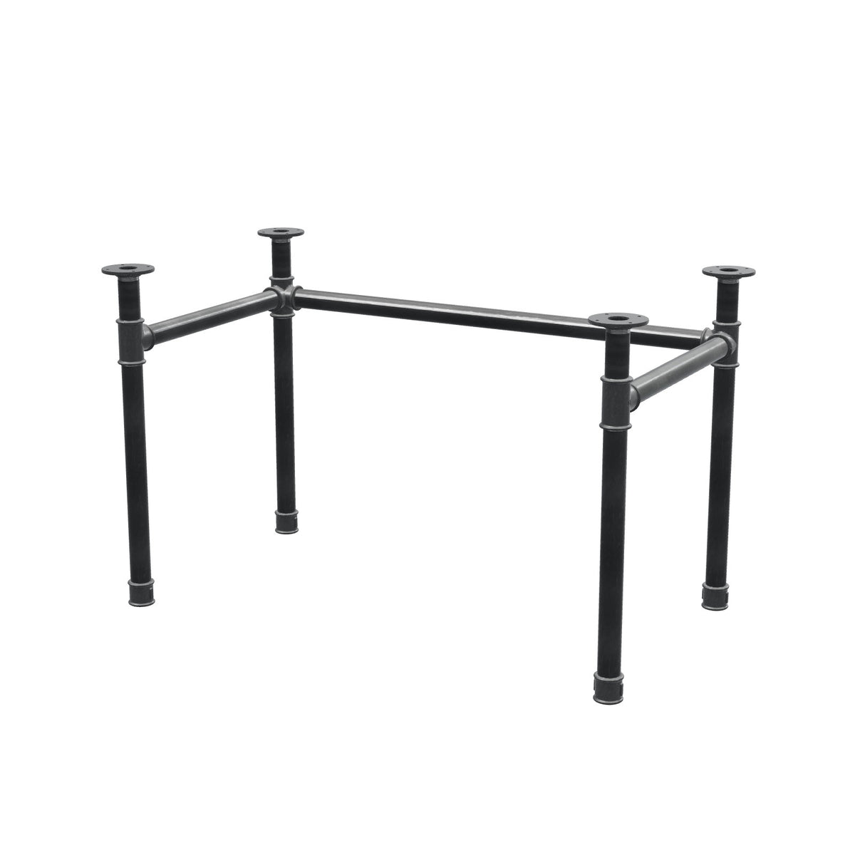 Schreibtisch-Gestell, U-Form, Gusseisen und Stahl Ø 42 mm, 116 × 66 cm, Höhe 70 cm