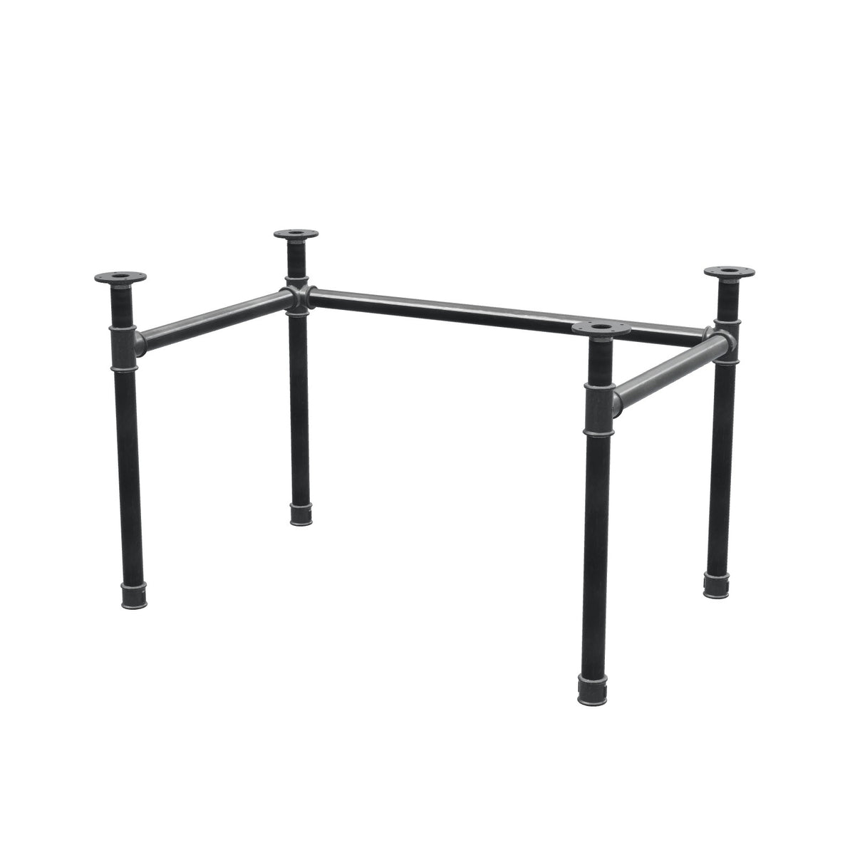 Schreibtisch-Gestell, U-Form, Gusseisen und Stahl Ø 42 mm, 116 × 76 cm, Höhe 70 cm