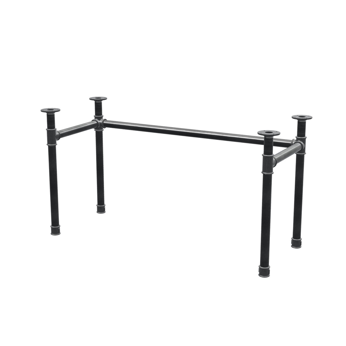 Schreibtisch-Gestell, U-Form, Gusseisen und Stahl Ø 42 mm, 136 × 56 cm, Höhe 70 cm
