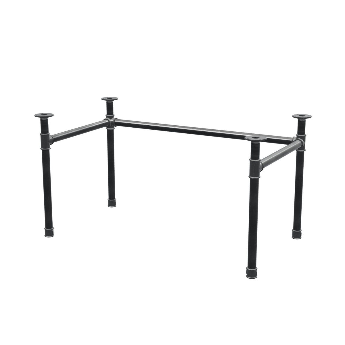 Schreibtisch-Gestell, U-Form, Gusseisen und Stahl Ø 42 mm, 136 × 76 cm, Höhe 70 cm