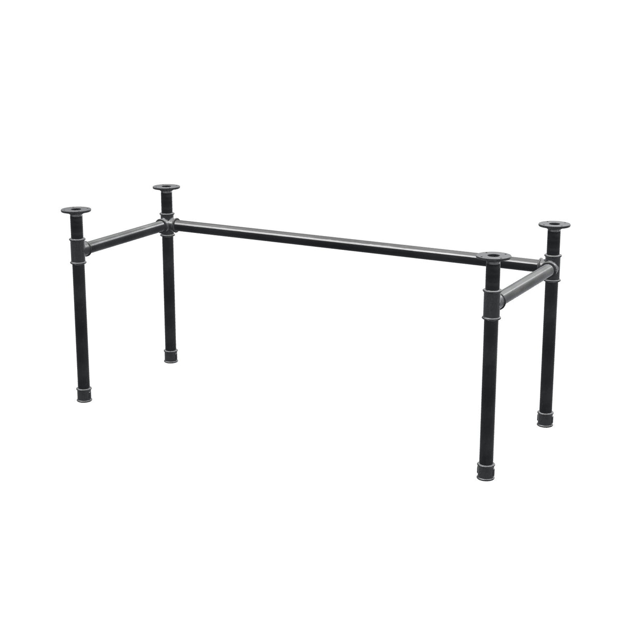Schreibtisch-Gestell, U-Form, Gusseisen und Stahl Ø 42 mm, 166 × 66 cm, Höhe 70 cm