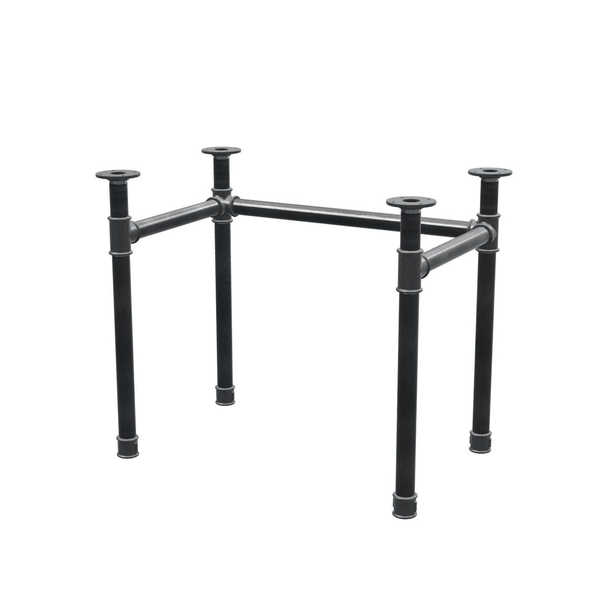 Schreibtisch-Gestell, U-Form, Gusseisen und Stahl Ø 42 mm, 86 × 56 cm, Höhe 70 cm